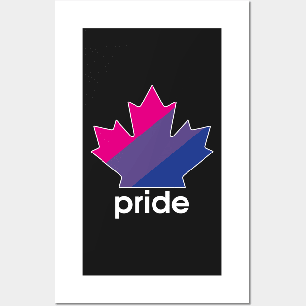 Bisexual Pride Maple Leaf - White font Wall Art by VikingElf